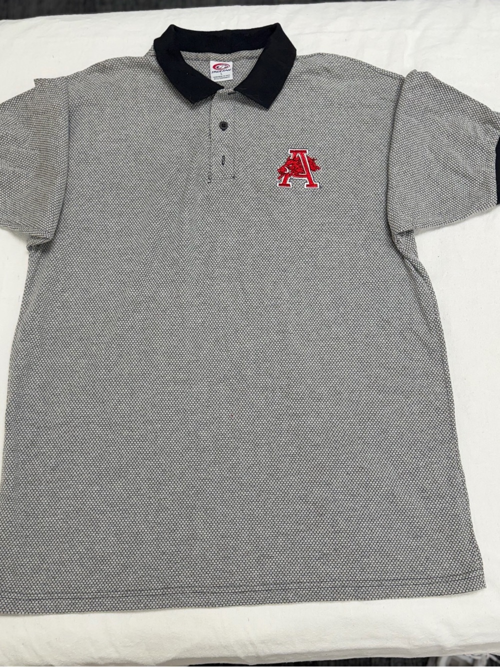 Vintage Arkansas Razorbacks True Fan Polo Men’s L Black White Oversized